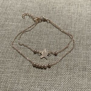2 chain gold star ankle bracelet